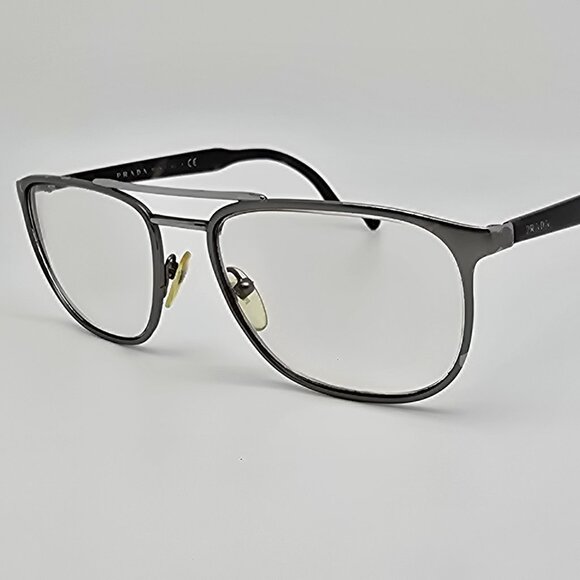 Prada VPR 54X 523-1O1 Top Matte Gunmetal Tortoise Aviator Eyeglasses Frame Italy - Picture 1 of 13